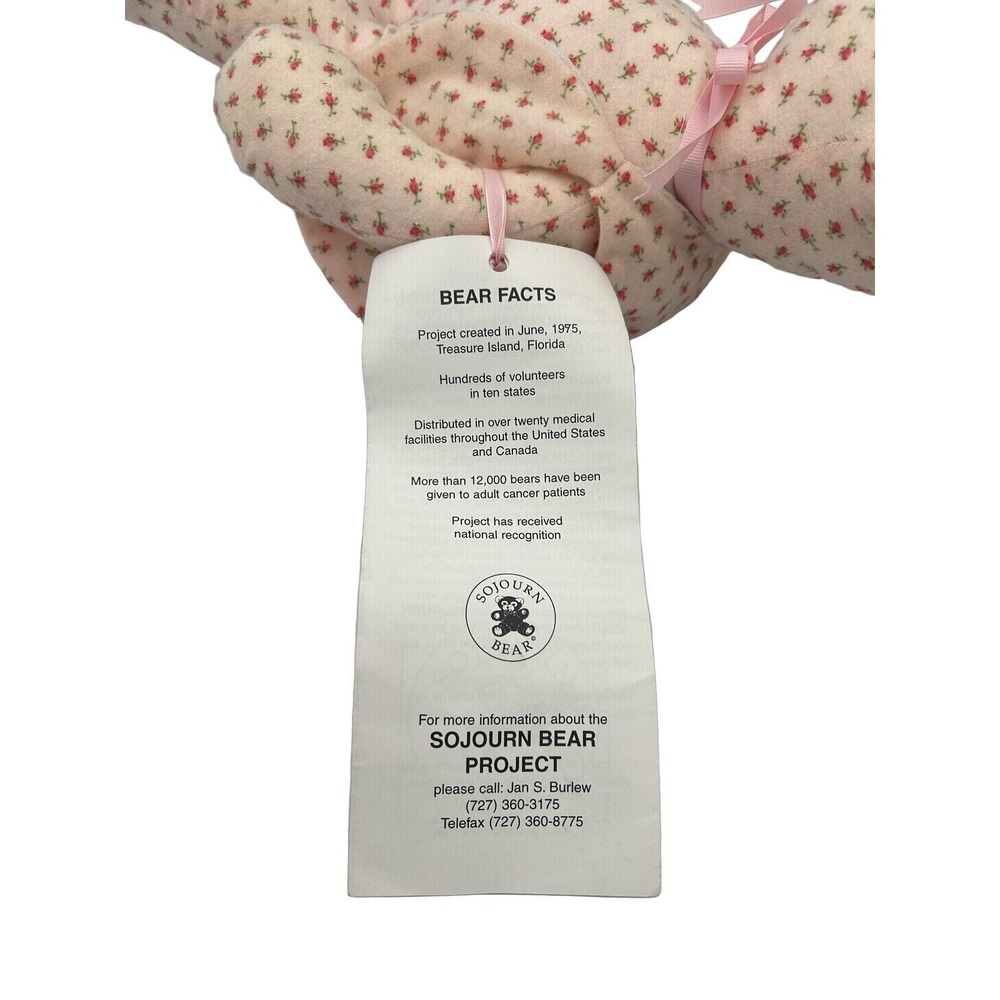 Sojourn Bear Pink Red Floral Teddy Bear Cancer Patient Support Non-Profit Tag - Picture 5 of 6